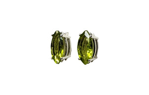 Sterling Silver Marquis cut Peridot studs