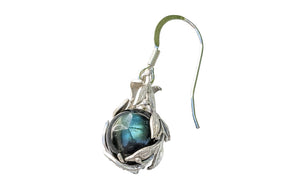Labradorite and laurel leaves earrings
