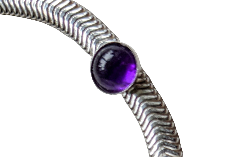 Amethyst 3 stone snake chain bracelet