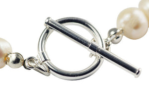 Ivory, Cream Freshwater Pearl and Solid Silver flower Bracelet.