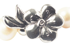 Ivory, Cream Freshwater Pearl and Solid Silver flower Bracelet.