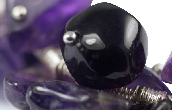 Amethyst and Solid Sterling Silver designer Bracelet