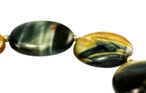 Golden Eye semi-precious stone and Sterling Silver Beads and Clasp Bracelet