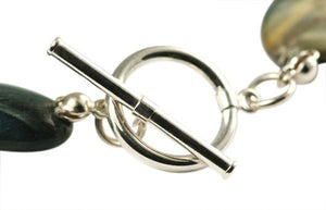 Golden Eye semi-precious stone and Sterling Silver Beads and Clasp Bracelet