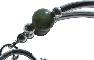 Rutilated Green Quartz  & Sterling Silver double bar Designer Bracelet.