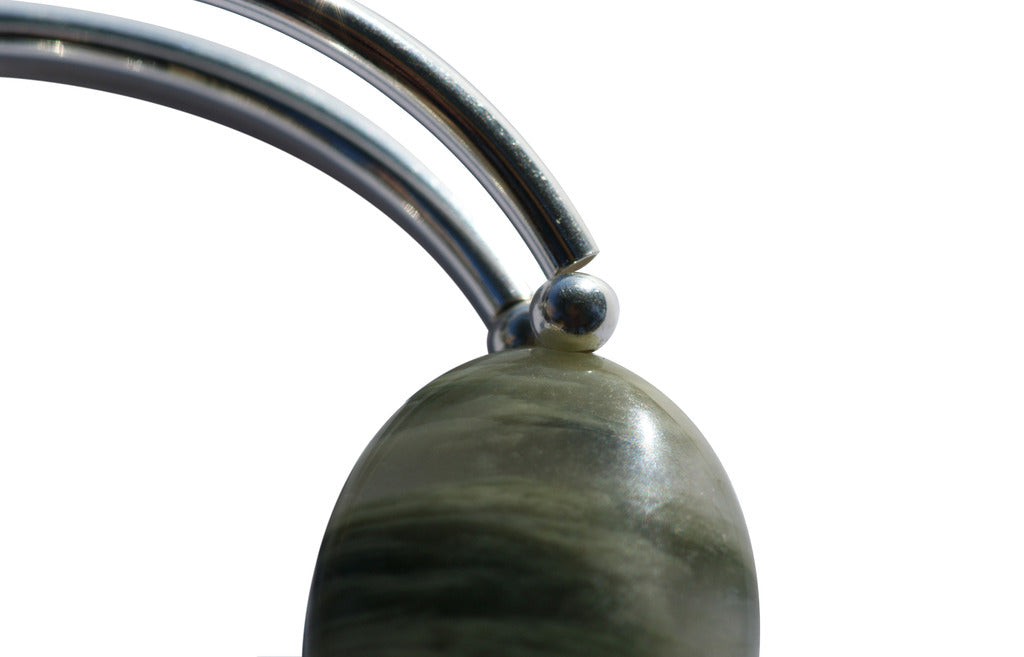 Rutilated Green Quartz  & Sterling Silver double bar Designer Bracelet.