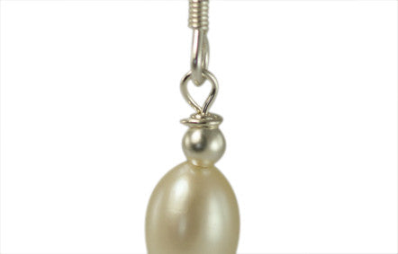 Single Ivory Freshwater Pearl and Solid Sterling Silver Hook Earrings
