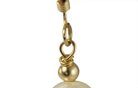 Single Ivory Freshwater Pearl with Solid 9ct Gold Bead Hook Earrings