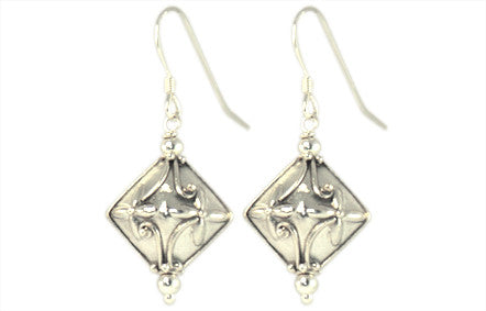 Solid Silver  Flower Motif  Earrings