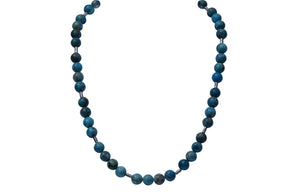 Larimar Blue Crazy Lace Agate, Solid Silver Fish Bead spacers and Sterling Silver Clasp Necklace.