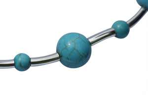 Turquoise and Solid Sterling Silver bar and clasp Necklace