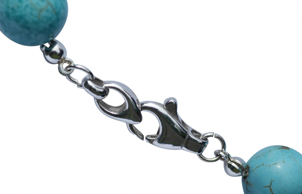 Turquoise and Solid Sterling Silver bar and clasp Necklace