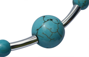 Turquoise and Solid Sterling Silver bar and clasp Necklace
