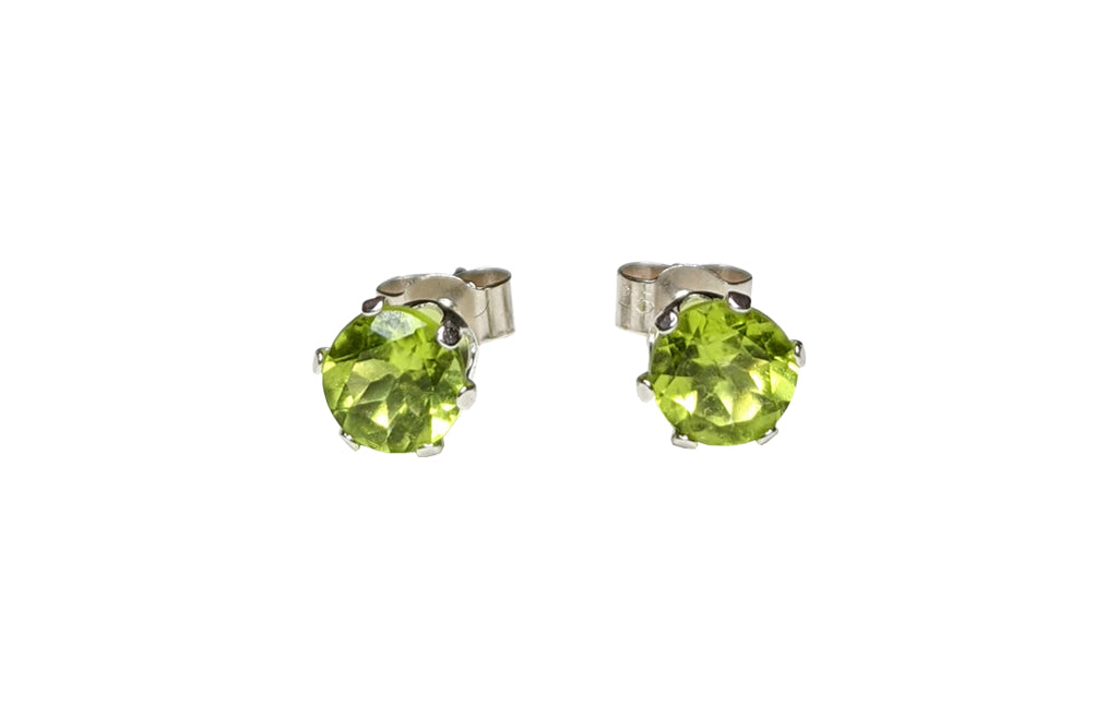 Sterling Silver round Peridot studs