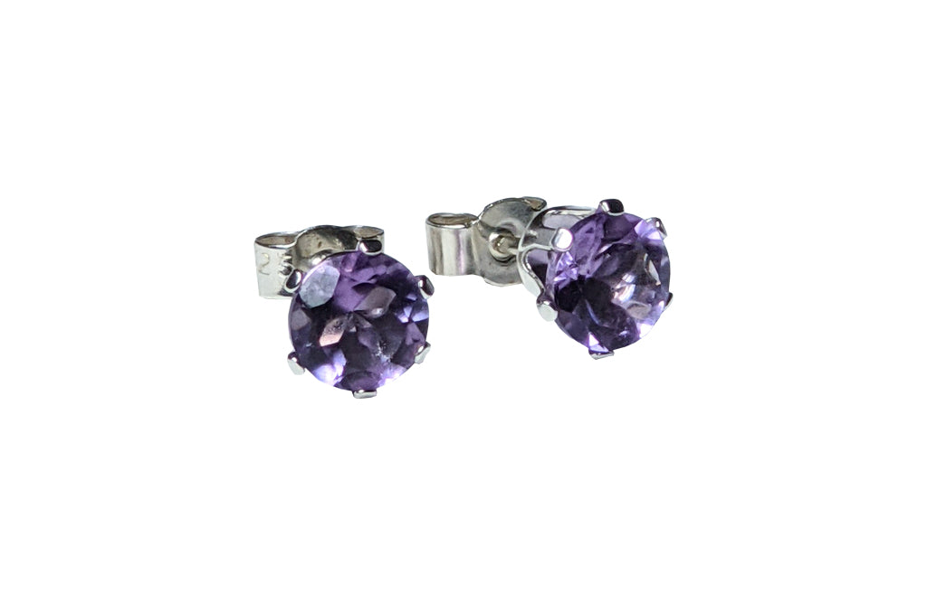 Sterling Silver Brazilian Amethyst round studs