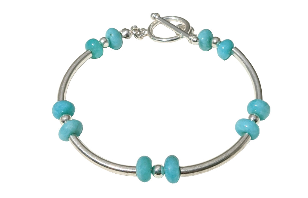 Sterling Silver Single Bar Aventurine Bracelet
