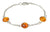 Amber 3 Stone Sterling Silver chain bracelet