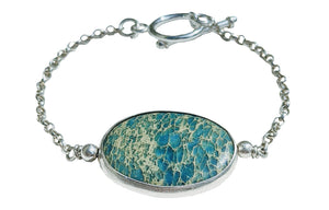 Ocean sea sediment Jasper single stone chain bracelet