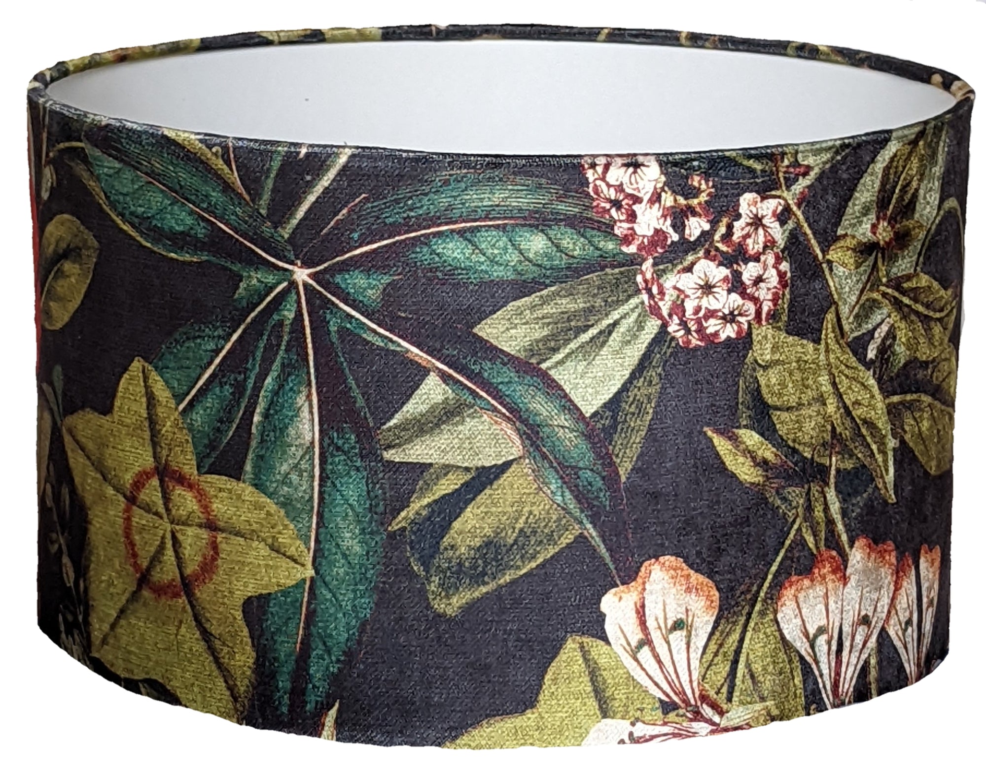 Midnight, green velvet passion flower lampshade for a lamp -  20cm, 30cm and 40cm