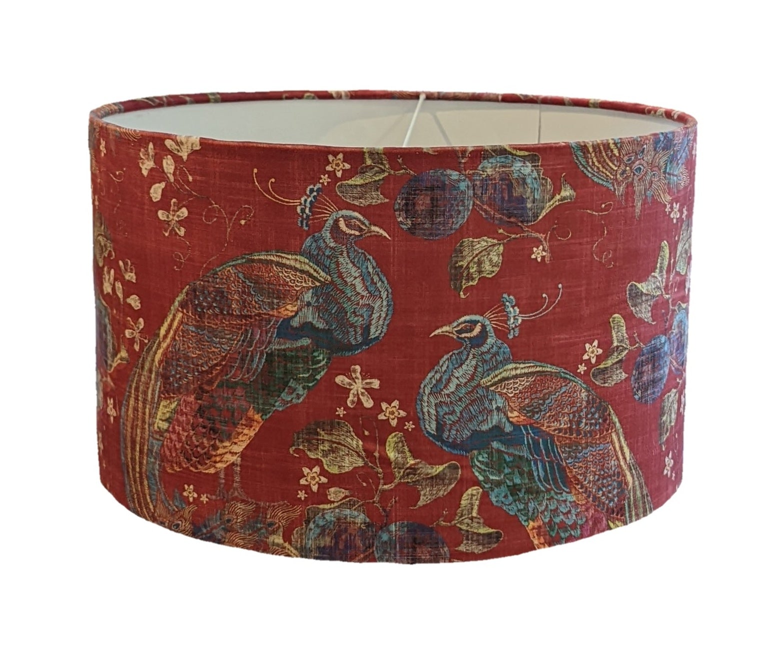 Red velvet peacock lampshade for a ceiling pendant -  20cm, 30cm and 40cm