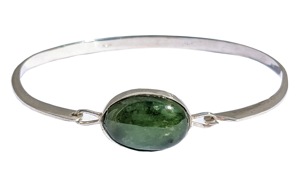 Jade Solid Sterling Silver Bangle Bracelet