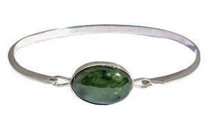 Jade Solid Sterling Silver Bangle Bracelet