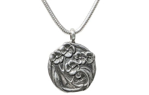 Art Nouveau Solid Sterling Silver Flower Pendant