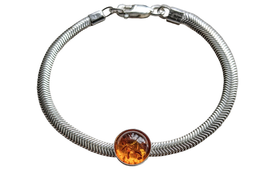 1 stone Amber snake chain bracelet