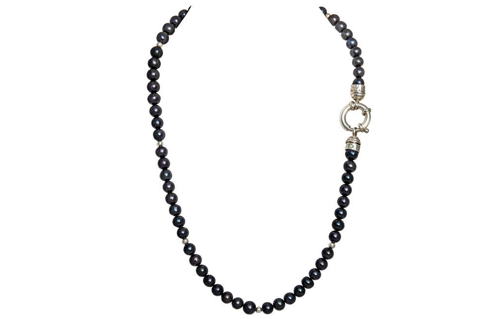 Blue/black Freshwater Pearl Necklace