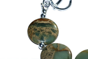 Impression Jasper and Solid Sterling Silver Beads and Clasp Bracelet.