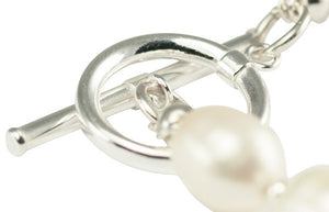 Ivory, white Freshwater Pearl and Solid Silver flower Bracelet.