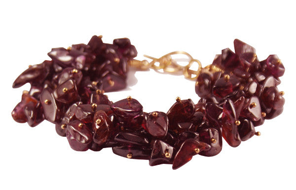 Ruby Red Garnet and 14ct rolled Gold designer Bracelet