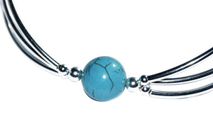 Turquoise & Sterling Silver tripple bar Designer Bracelet