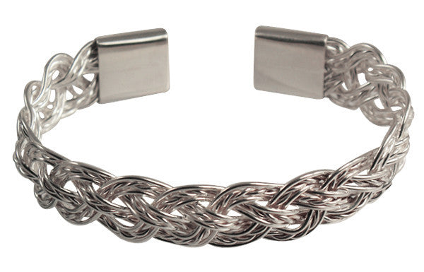 Sterling Silver Woven Bangle  Cuff