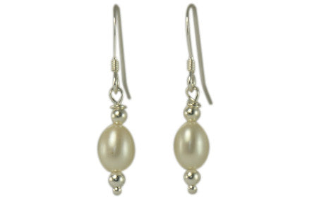 Single Ivory Freshwater Pearl and Solid Sterling Silver Hook Earrings