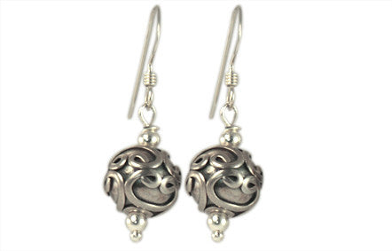 Solid Silver Raised Swirl Hook Earrings