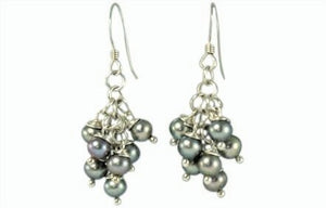 Sage Freshwater Pearl and Solid Sterling Silver Hook Earrings