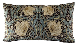William Morris Pimpernel, bullrush / slate cushion