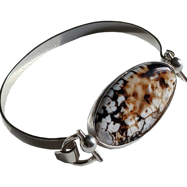 Mystic Agate & Sterling Silver Bangle Bracelet.