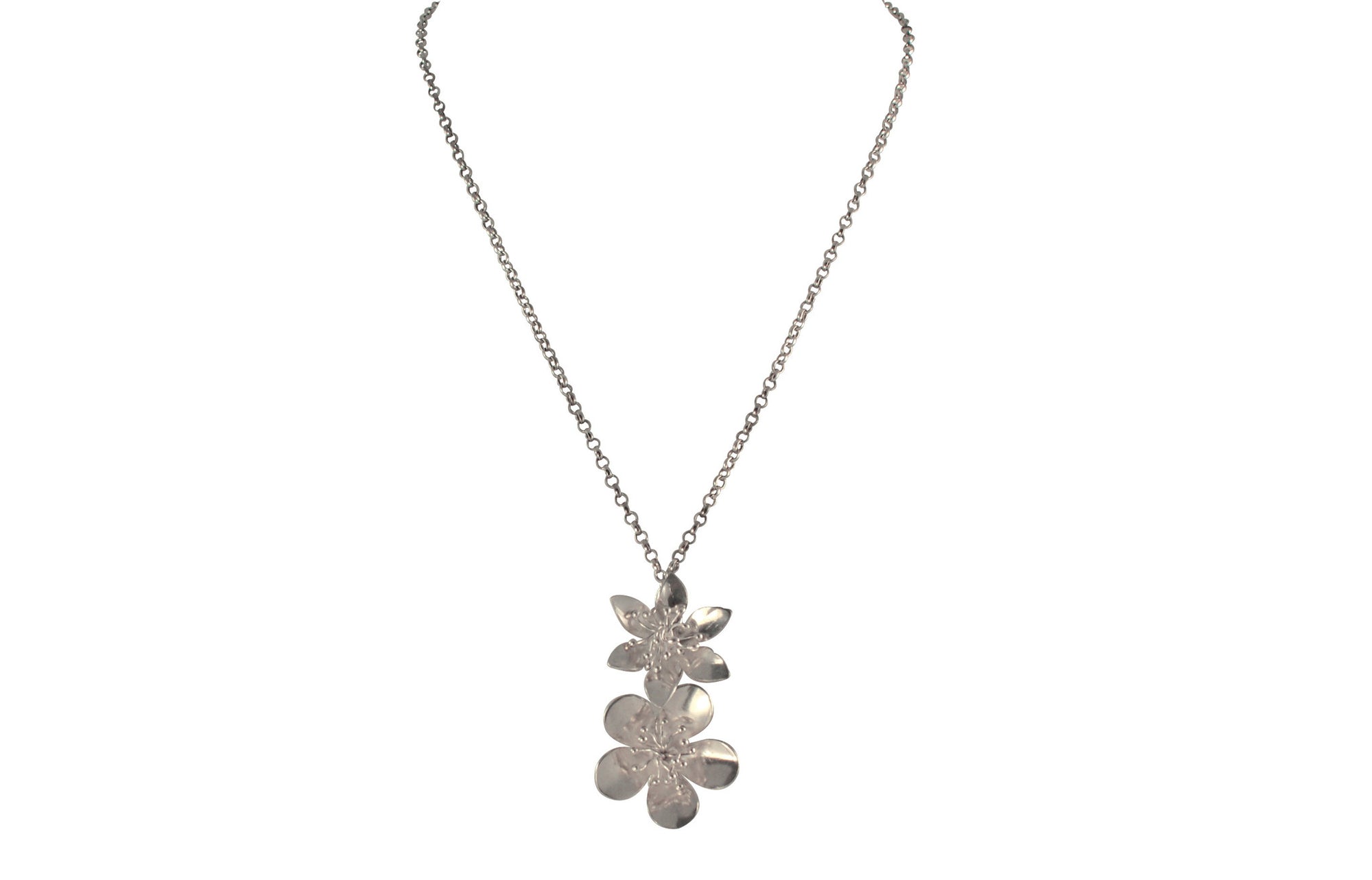Solid Sterling Silver Flowers Pendant
