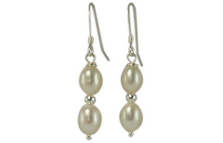 Ivory Freshwater Pearl and Solid Sterling Silver Hook Earrings