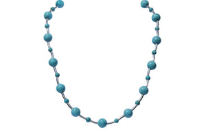 Turquoise and Solid Sterling Silver bar and clasp Necklace