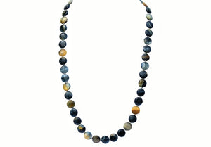 Golden Eye semi-precious stone and Sterling Silver Beads and Clasp Necklace